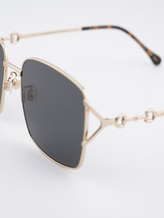 Gucci GG1018SK 001 Sunglasses Gold Square Frame, Grey Lenses main image 12